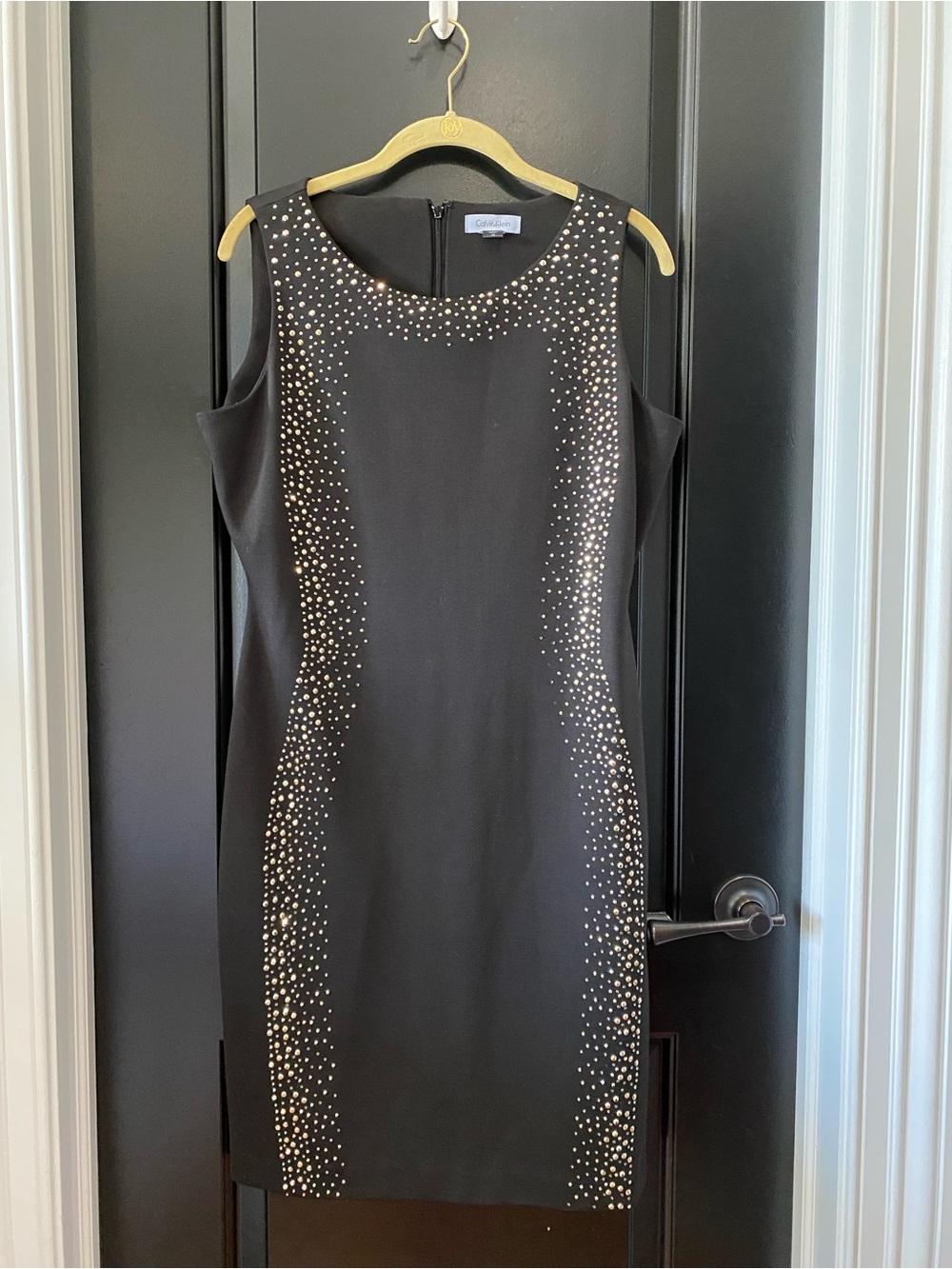 Calvin Klein Black Mini Dress with Metallic Stud Accents